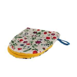 Linen oven mitt - Wild strawberry and flowers linen fabric - Nordic Linen