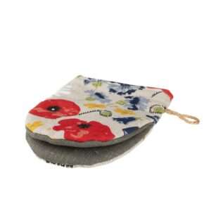 Linen oven mitt - Poppies and daisies linen fabric - Nordic Linen