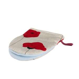 Linen oven mitt - Red poppies linen fabric - Nordic Linen