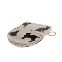 Linen oven mitt - Black and grey cat linen fabric - Nordic Linen