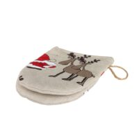 Linen oven mitt - Christmas reindeer linen fabric - Nordic Linen