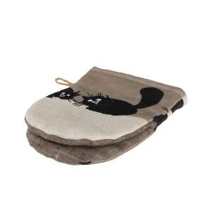 Linen oven mitt - Black cats linen fabric - Nordic Linen