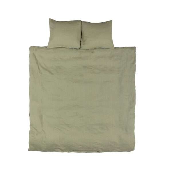 Roheline pestud linasest riidest voodikomplekt