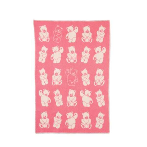 Wool Baby Blanket – Pink Teddy Bear Wool Baby Blanket – Pink Teddy Bear