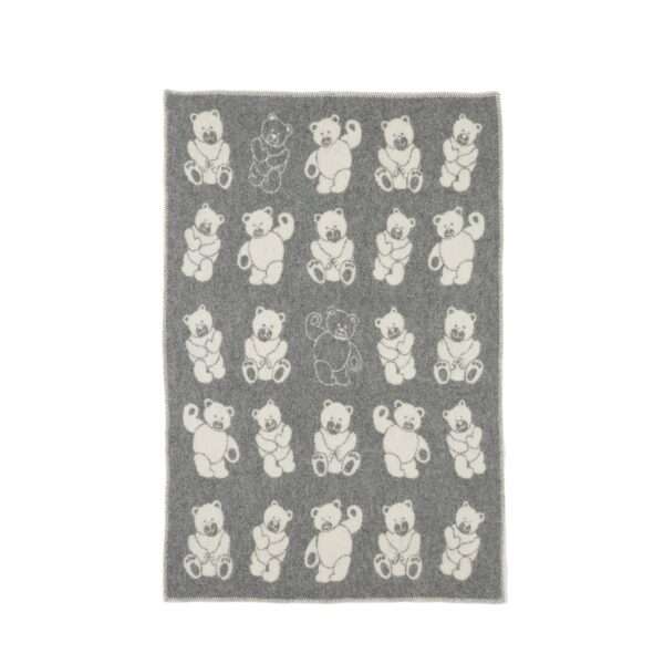 Wool Baby Blanket – Grey Teddy Bear Wool Baby Blanket – Grey Teddy Bear