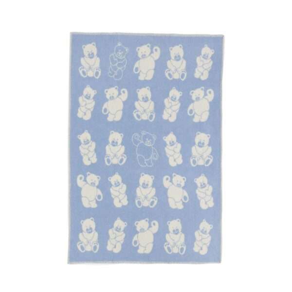 Wool Baby Blanket – Blue Teddy Bear Wool Baby Blanket – Blue Teddy Bear