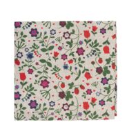 Wild Strawberry and Flowers Linen Napkin