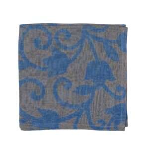 Sinine lilleornament linasest salvrätikust