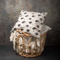 Linen pillow case in hedgehog pattern