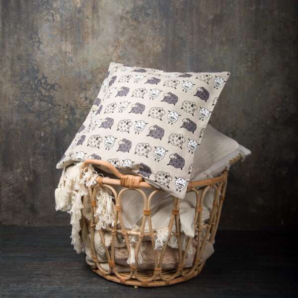 Linen pillow case in sheep pattern Linen pillow case in sheep pattern