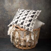 Linen pillow case in Black Cats Ghato pattern