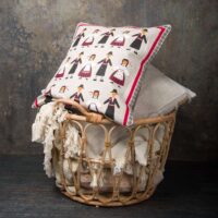 Linen pillow case in Estonian National Folk Cloths pattern