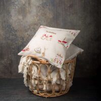Linen pillow case in Tallinn old town pattern