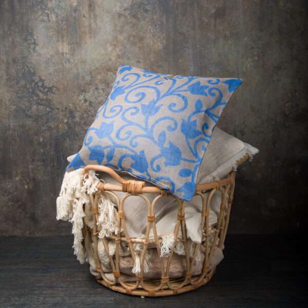 Linen pillow case in flower ornament pattern Linen pillow case in flower ornament pattern