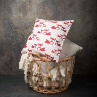 Linen pillow case in red fox pattern
