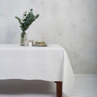 Plain white tablecloth