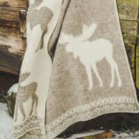 Wool blanket throw - beige moose
