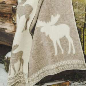 Wool blanket throw - beige moose
