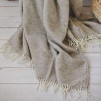Beige Stripes Wool Throw