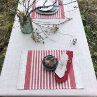 Red Thin Stripes Rustic Linen Placemat