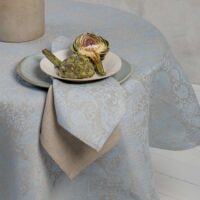 Grey Blue Paisley Linen Napkin