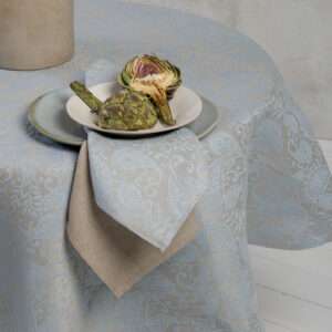 Grey Blue Paisley Linen Napkin