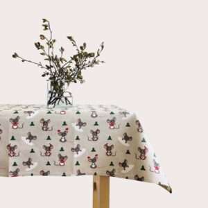 Christmas Mouse Linen Tablecloth