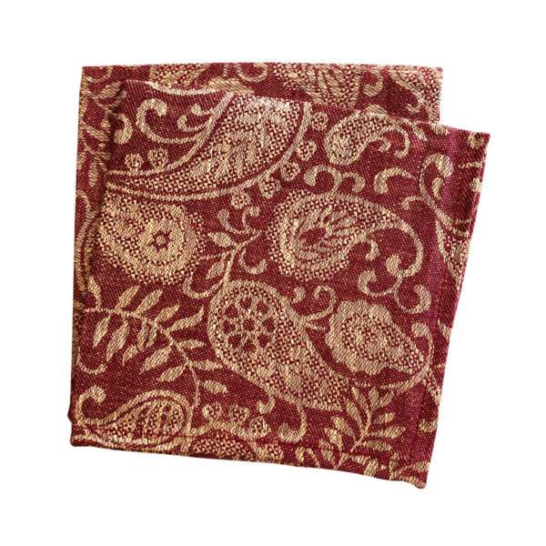 Red Yellow Paisley Linen Napkin