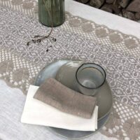 Classic Jacquard Linen Runner with Lace