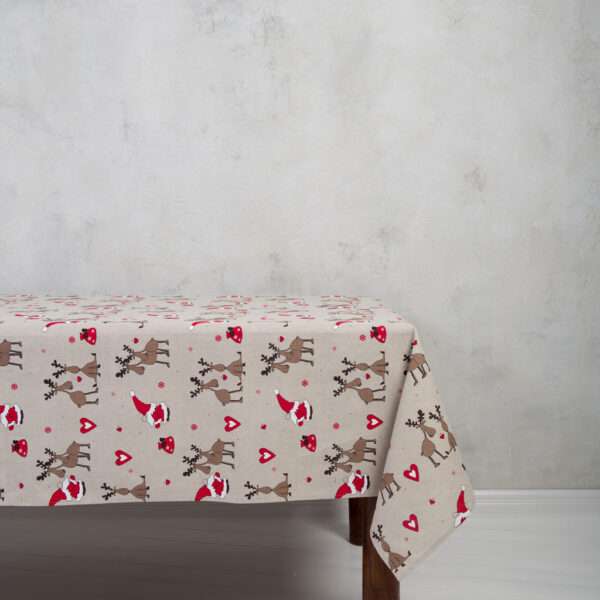 CHRISTMAS REINDEER LINEN TABLECLOTH CHRISTMAS REINDEER LINEN TABLECLOTH