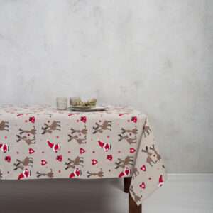 CHRISTMAS REINDEER LINEN TABLECLOTH
