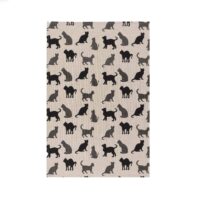 Black and Grey Cats Linen Tea Towel