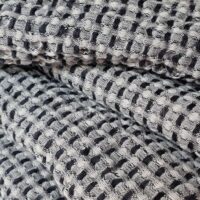 Half-linen Waffle Towel With Black And White Squares