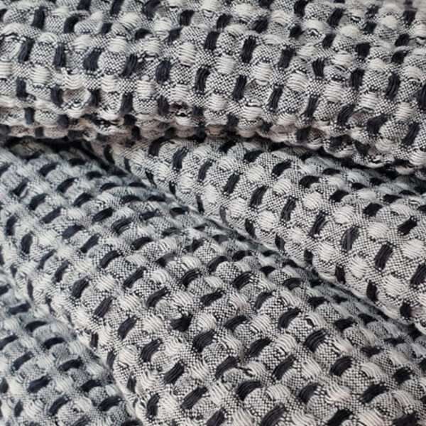 Half-linen Waffle Towel With Black And White Squares Half-linen Waffle Towel With Black And White Squares