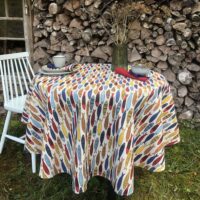 Colorful Fishes Round Linen Tablecloth