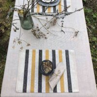 Black and Yellow Stripes Rustic Linen Placemat