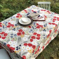 Poppies and Daisies Linen Tablecloth