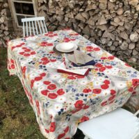Poppies and Daisies Linen Tablecloth