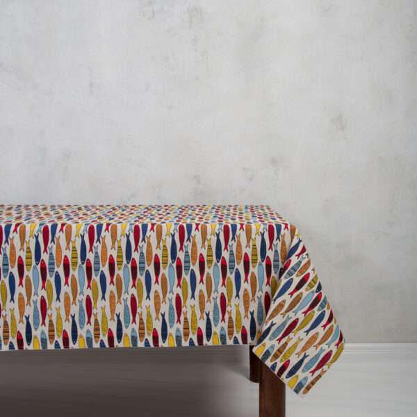COLORFUL FISHES LINEN TABLECLOTH COLORFUL FISHES LINEN TABLECLOTH