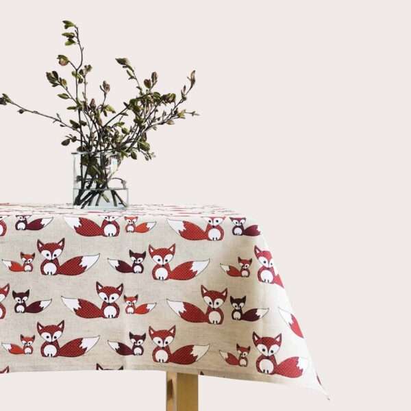 Red Foxes Linen Tablecloth Red Foxes Linen Tablecloth
