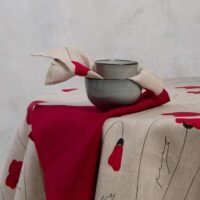 Red Poppies Linen Napkin