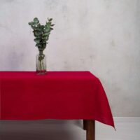 Bordeaux Linen Tablecloth With Yellow Gold Paisley Border