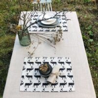 Black Reindeers Linen Placemat
