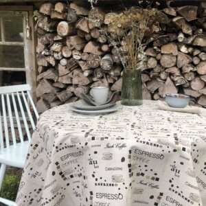 Coffee Round Linen Tablecloth