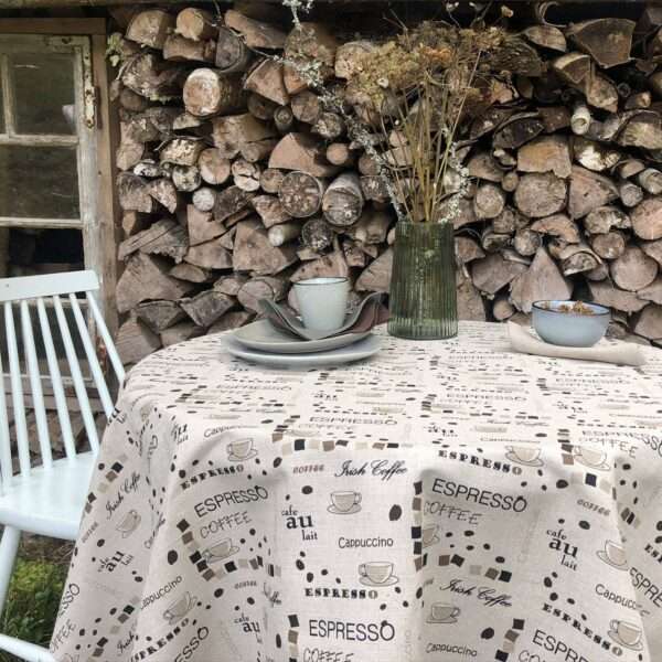 Coffee Round Linen Tablecloth Coffee Round Linen Tablecloth