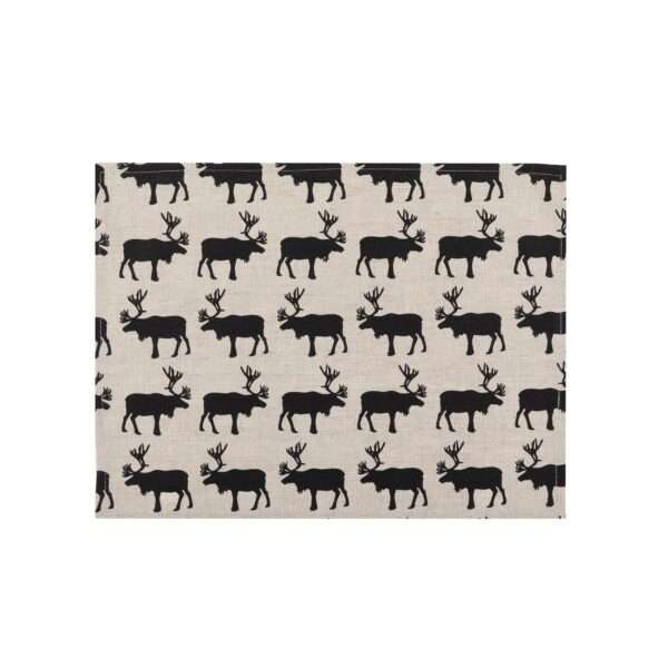 Black Reindeers Linen Placemat Black Reindeers Linen Placemat