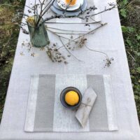 Two Beige Stripes Rustic Linen Placemat