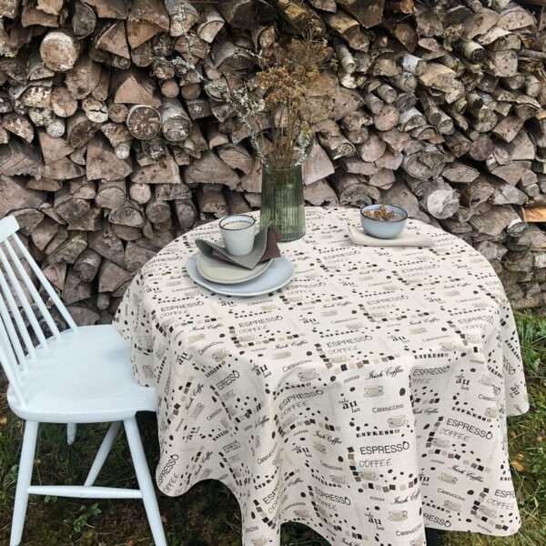 Coffee Round Linen Tablecloth Coffee Round Linen Tablecloth