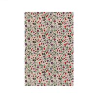 Wild Strawberry and Flowers Linen Tea Towel