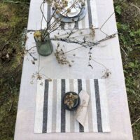 Black and Grey Stripes Rustic Linen Placemat